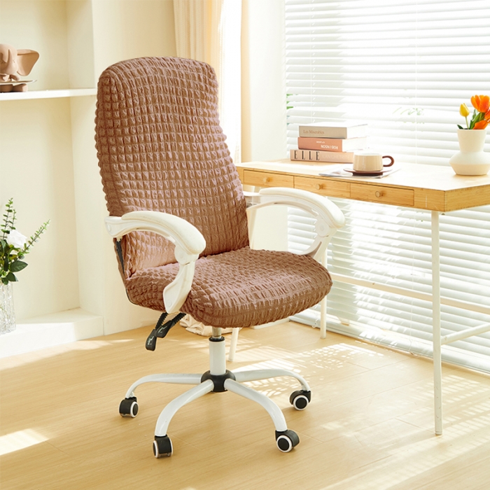 91家纺网 家纺一手货源 找家纺 丝绮鹿 2023新款爆米花拉链款椅子套 驼色