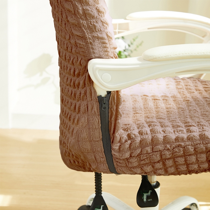 91家纺网 家纺一手货源 找家纺 丝绮鹿 2023新款爆米花拉链款椅子套 驼色