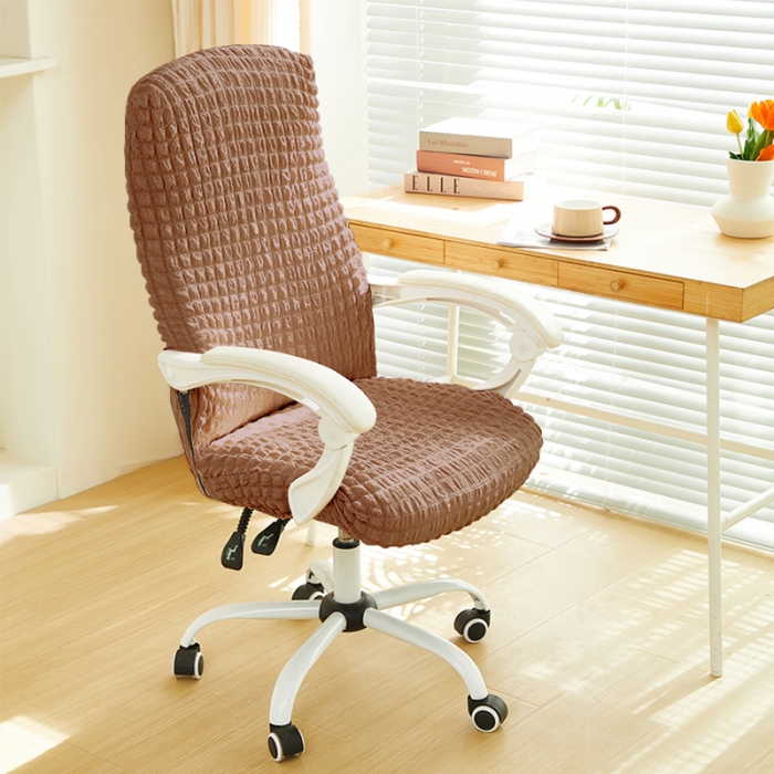 91家纺网 家纺一手货源 找家纺 丝绮鹿 2023新款爆米花拉链款椅子套 驼色