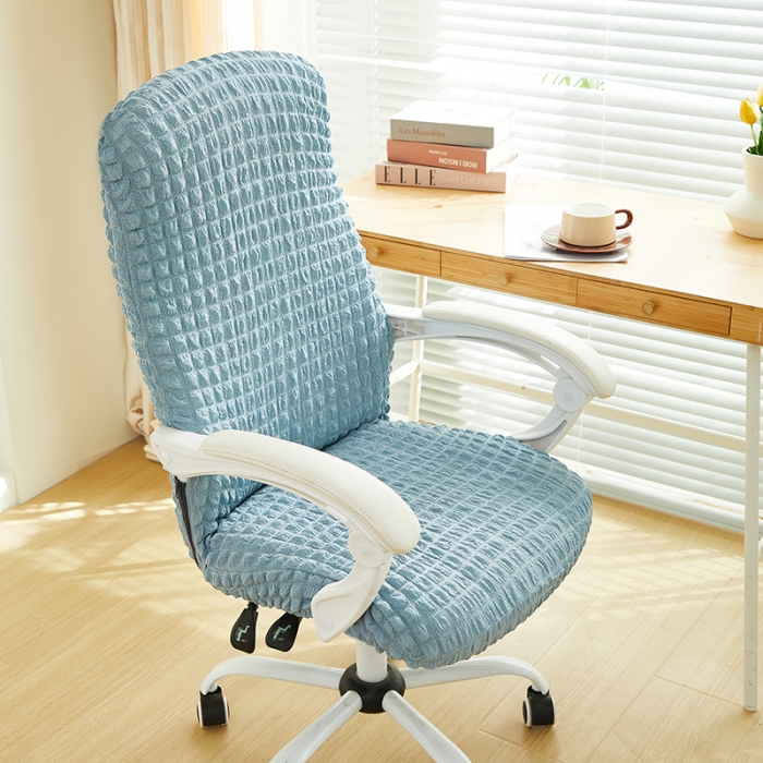 91家纺网 家纺一手货源 找家纺 丝绮鹿 2023新款爆米花拉链款椅子套 雾霾蓝