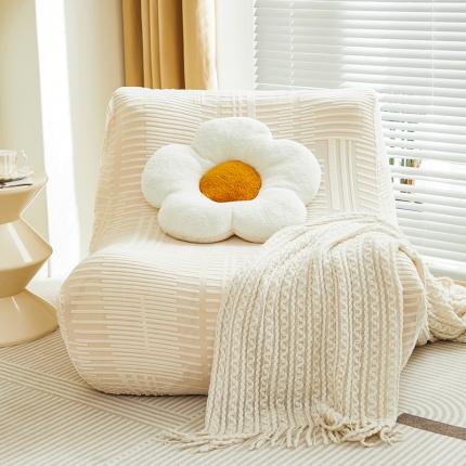 91家纺网 家纺一手货源 找家纺 丝绮鹿 2023新款懒人毛毛虫沙发套套（幸福） 幸福-茶白