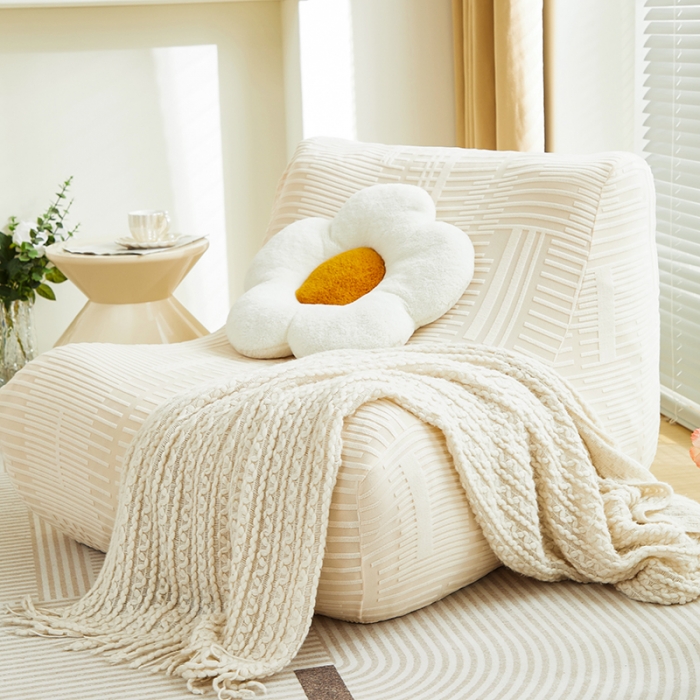 91家纺网 家纺一手货源 找家纺 丝绮鹿 2023新款懒人毛毛虫沙发套套（幸福） 幸福-茶白