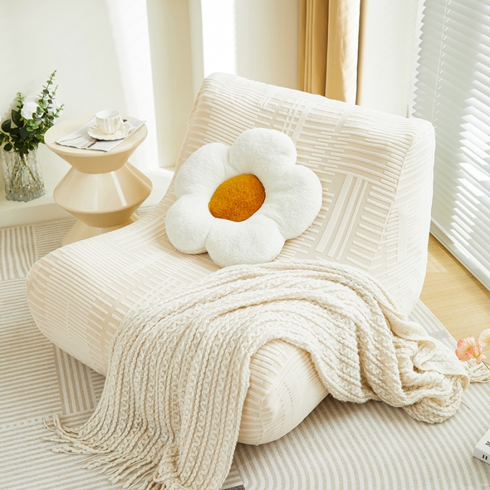 91家纺网 家纺一手货源 找家纺 丝绮鹿 2023新款懒人毛毛虫沙发套套（幸福） 幸福-茶白