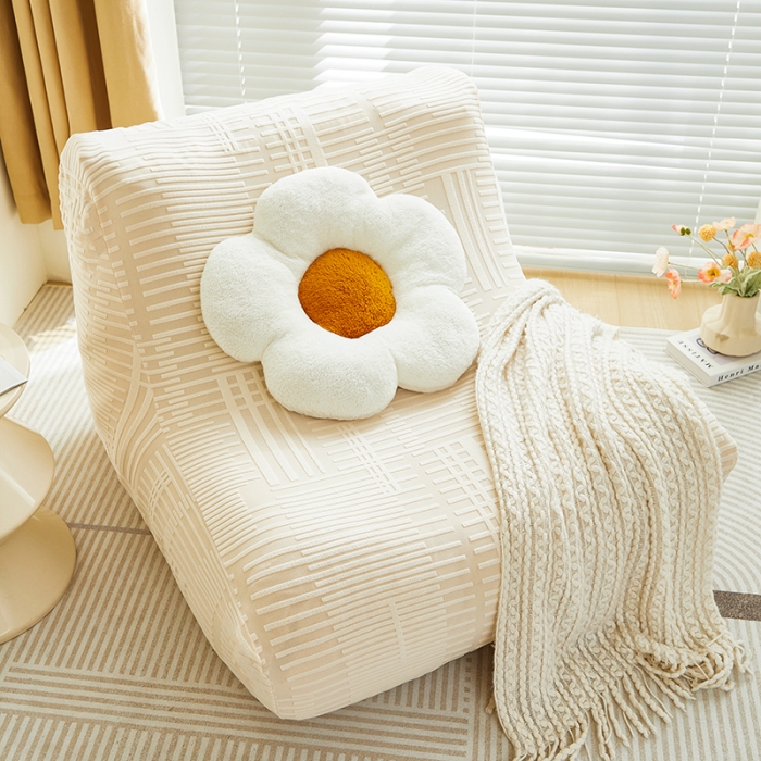 91家纺网 家纺一手货源 找家纺 丝绮鹿 2023新款懒人毛毛虫沙发套套（幸福） 幸福-茶白