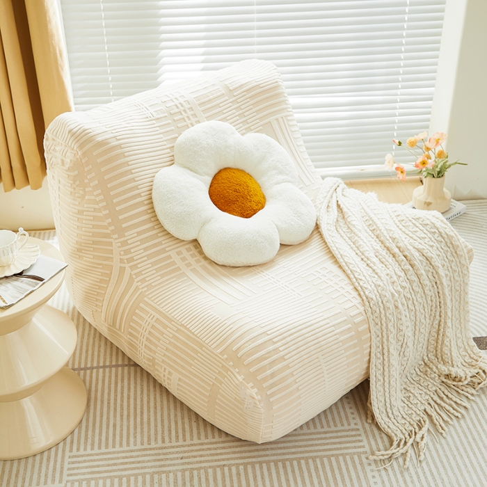 91家纺网 家纺一手货源 找家纺 丝绮鹿 2023新款懒人毛毛虫沙发套套（幸福） 幸福-茶白