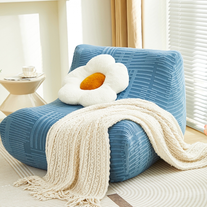 91家纺网 家纺一手货源 找家纺 丝绮鹿 2023新款懒人毛毛虫沙发套套（幸福） 幸福-水蓝