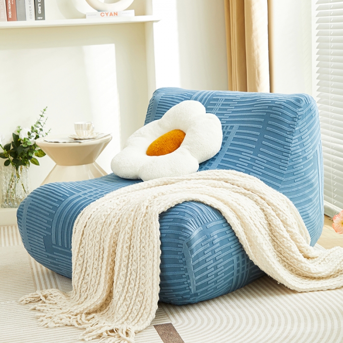 91家纺网 家纺一手货源 找家纺 丝绮鹿 2023新款懒人毛毛虫沙发套套（幸福） 幸福-水蓝