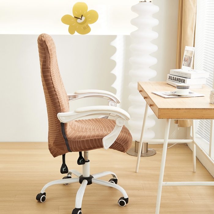 91家纺网 家纺一手货源 找家纺 丝绮鹿 2023新款提花绒拉链椅套（幸福） 幸福-卡驼