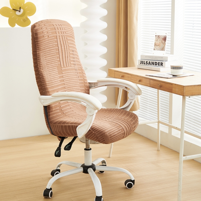 91家纺网 家纺一手货源 找家纺 丝绮鹿 2023新款提花绒拉链椅套（幸福） 幸福-卡驼