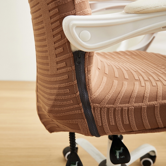 91家纺网 家纺一手货源 找家纺 丝绮鹿 2023新款提花绒拉链椅套（幸福） 幸福-卡驼