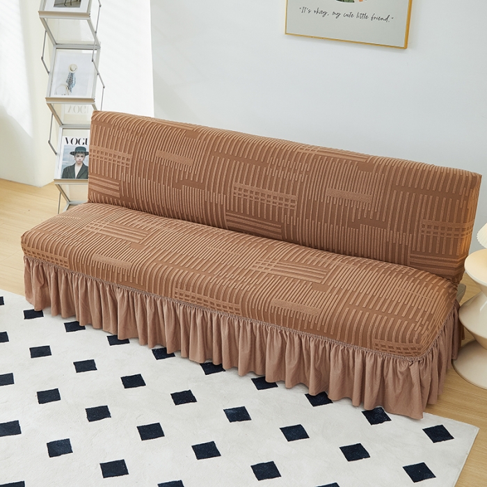 91家纺网 家纺一手货源 找家纺 丝绮鹿 2023新款提花绒沙发床套裙边款（幸福） 幸福-卡驼