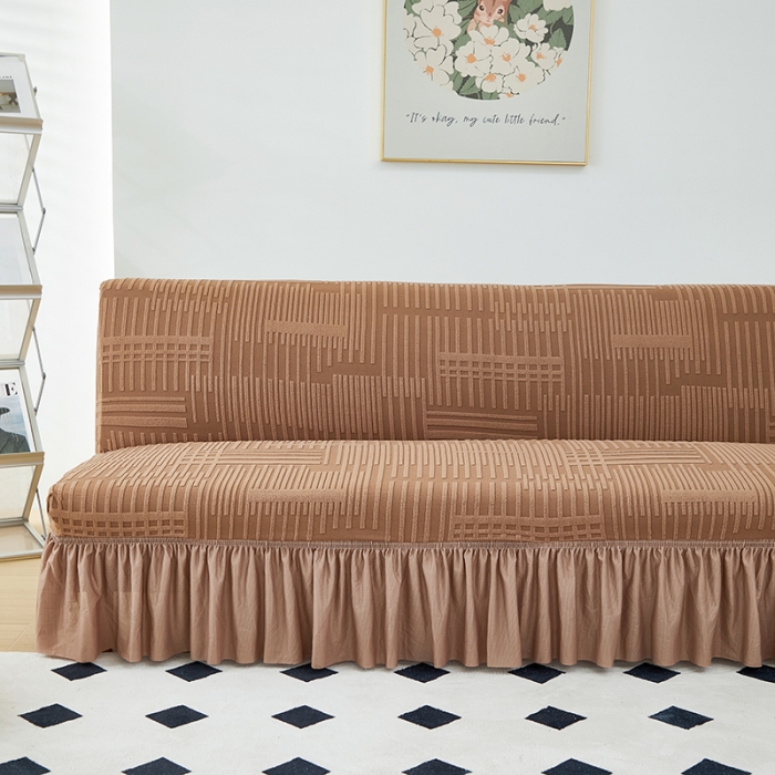 91家纺网 家纺一手货源 找家纺 丝绮鹿 2023新款提花绒沙发床套裙边款（幸福） 幸福-卡驼