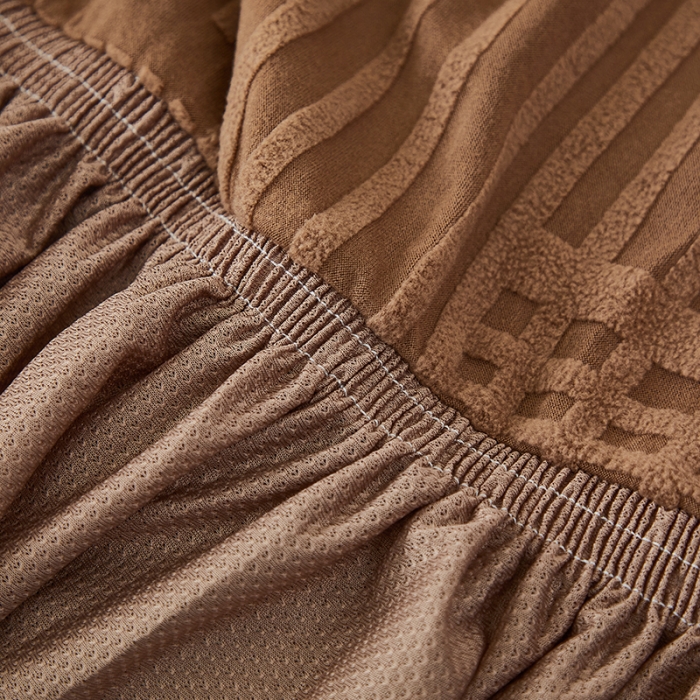 91家纺网 家纺一手货源 找家纺 丝绮鹿 2023新款提花绒沙发床套裙边款（幸福） 幸福-卡驼