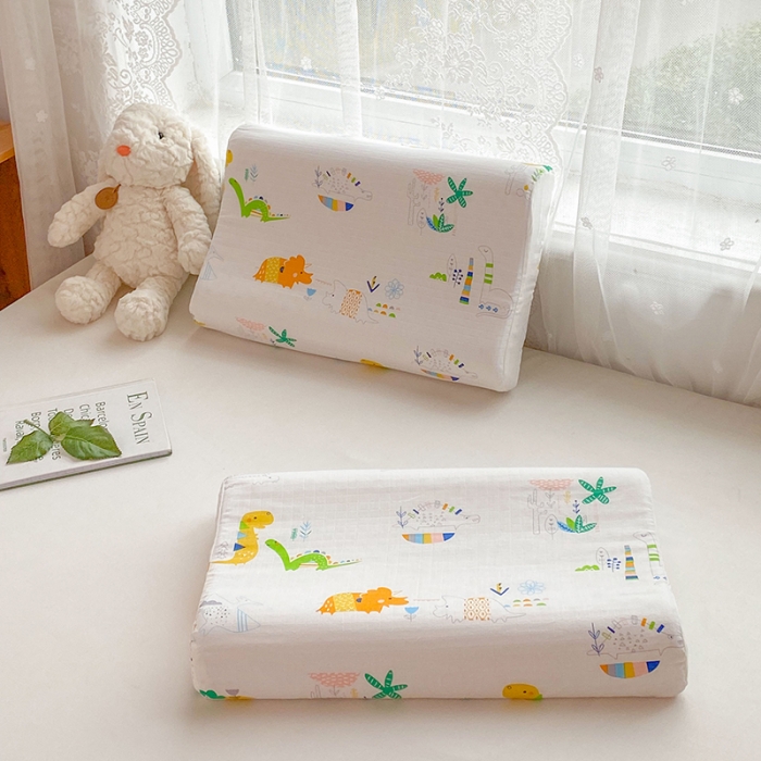 91家纺网 家纺一手货源 找家纺 萌番宝 2023新款纱布儿童乳胶枕恐龙园