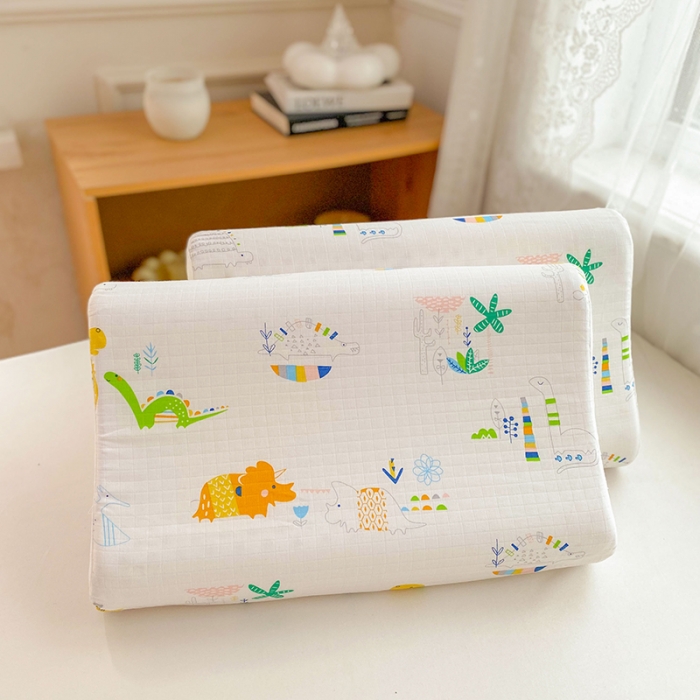 91家纺网 家纺一手货源 找家纺 萌番宝 2023新款纱布儿童乳胶枕恐龙园