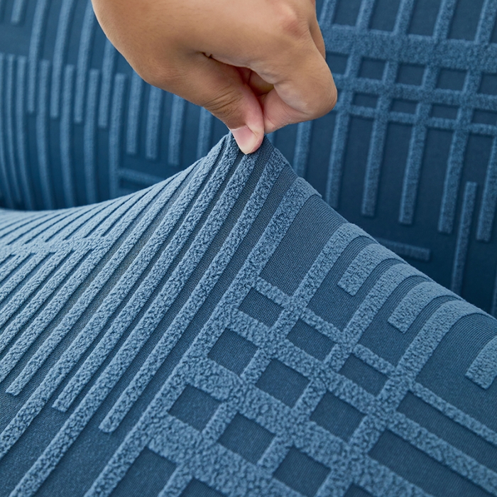 91家纺网 家纺一手货源 找家纺 丝绮鹿 2023新款提花绒沙发床套裙边款（幸福） 幸福-水蓝