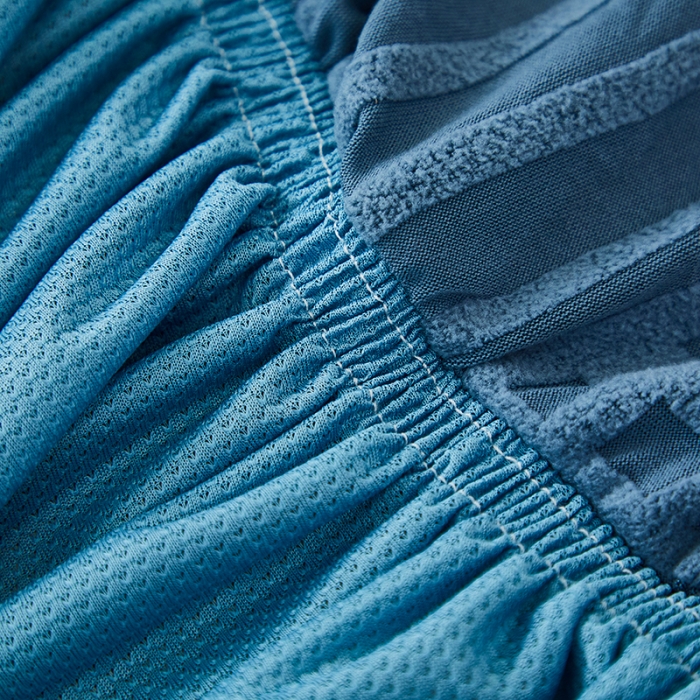 91家纺网 家纺一手货源 找家纺 丝绮鹿 2023新款提花绒沙发床套裙边款（幸福） 幸福-水蓝