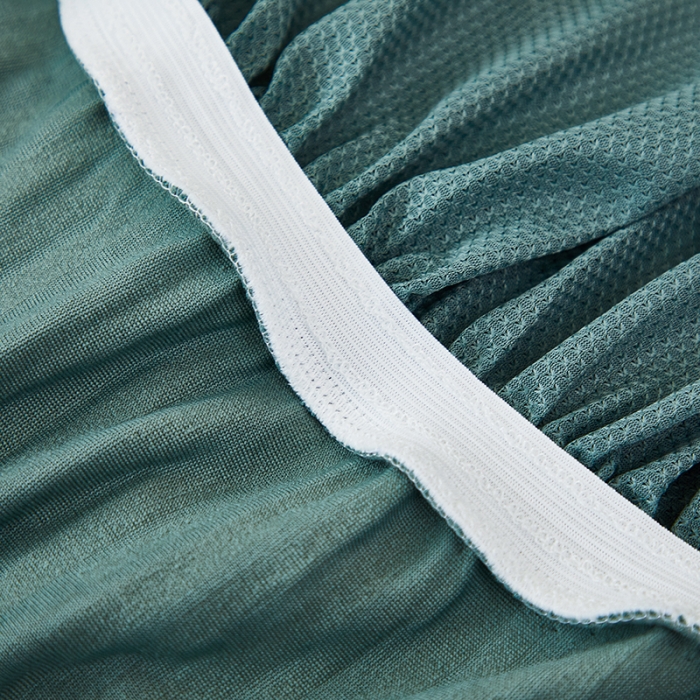 91家纺网 家纺一手货源 找家纺 丝绮鹿 2023新款提花绒沙发床套裙边款（幸福） 幸福-松绿