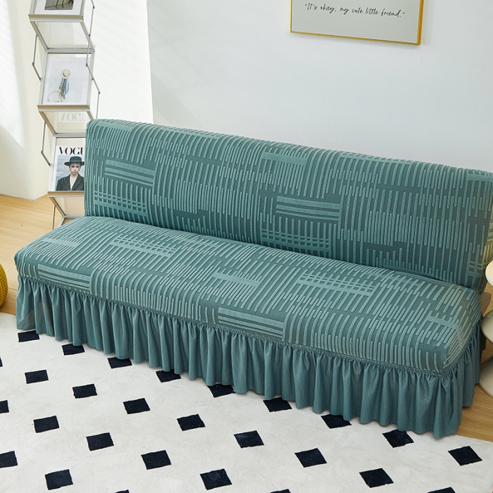 91家纺网 家纺一手货源 找家纺 丝绮鹿 2023新款提花绒沙发床套裙边款（幸福） 幸福-松绿