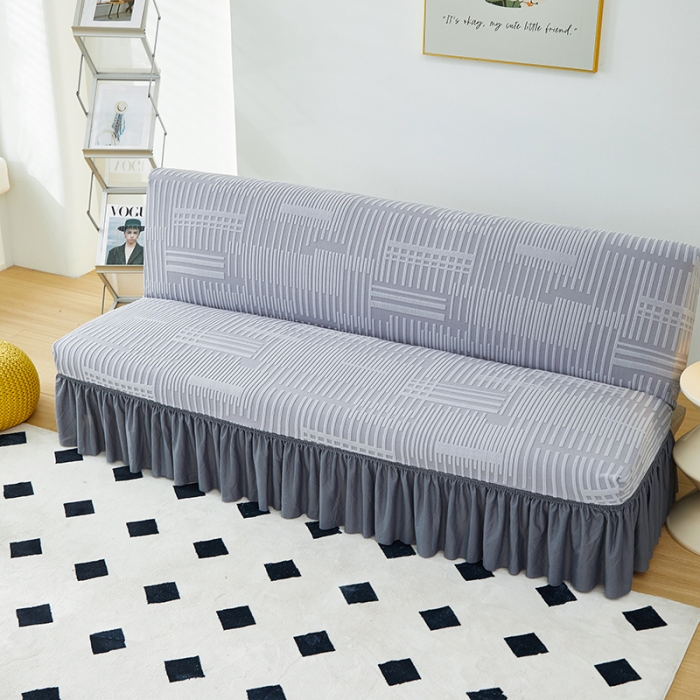 91家纺网 家纺一手货源 找家纺 丝绮鹿 2023新款提花绒沙发床套裙边款（幸福） 幸福-云灰