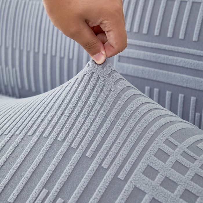 91家纺网 家纺一手货源 找家纺 丝绮鹿 2023新款提花绒沙发床套裙边款（幸福） 幸福-云灰