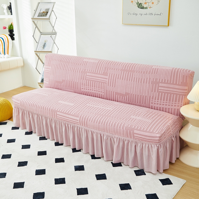 91家纺网 家纺一手货源 找家纺 丝绮鹿 2023新款提花绒沙发床套裙边款（幸福） 幸福-脂粉