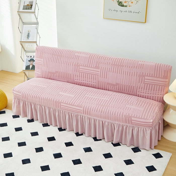 91家纺网 家纺一手货源 找家纺 丝绮鹿 2023新款提花绒沙发床套裙边款（幸福） 幸福-脂粉