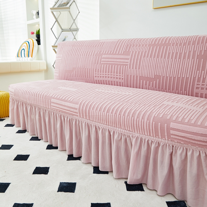 91家纺网 家纺一手货源 找家纺 丝绮鹿 2023新款提花绒沙发床套裙边款（幸福） 幸福-脂粉