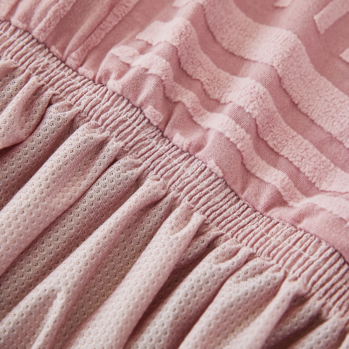 91家纺网 家纺一手货源 找家纺 丝绮鹿 2023新款提花绒沙发床套裙边款（幸福） 幸福-脂粉