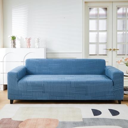 丝绮鹿 2023新款提花绒沙发套三人：190-230cm沙发套（幸福） 幸福-水蓝