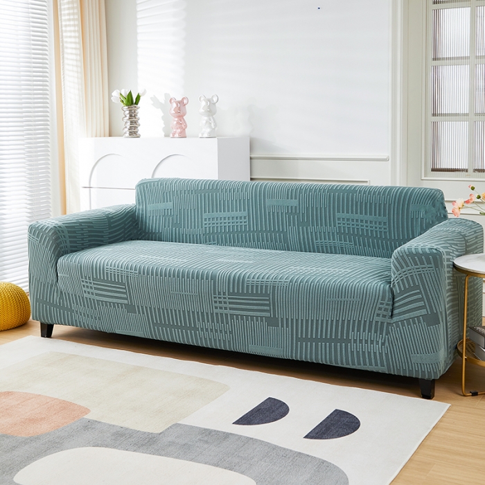 91家纺网 家纺一手货源 找家纺 丝绮鹿 2023新款提花绒沙发套三人：190-230cm沙发套（幸福） 幸福-松绿