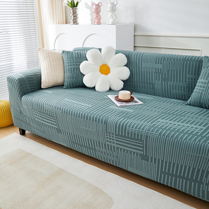 91家纺网 家纺一手货源 找家纺 丝绮鹿 2023新款提花绒沙发套三人：190-230cm沙发套（幸福） 幸福-松绿