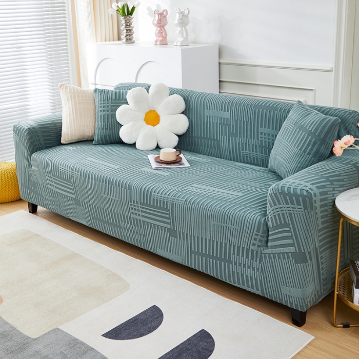 91家纺网 家纺一手货源 找家纺 丝绮鹿 2023新款提花绒沙发套三人：190-230cm沙发套（幸福） 幸福-松绿