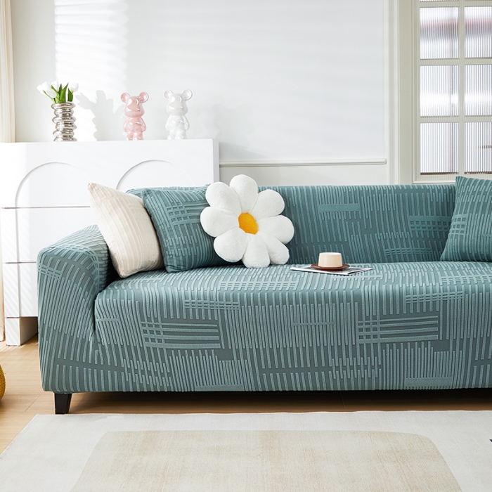 91家纺网 家纺一手货源 找家纺 丝绮鹿 2023新款提花绒沙发套三人：190-230cm沙发套（幸福） 幸福-松绿