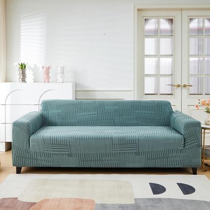 丝绮鹿 2023新款提花绒沙发套三人：190-230cm沙发套（幸福） 幸福-松绿