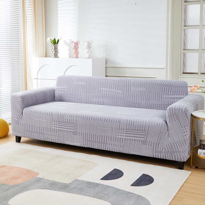 91家纺网 家纺一手货源 找家纺 丝绮鹿 2023新款提花绒沙发套三人：190-230cm沙发套（幸福） 幸福-云灰