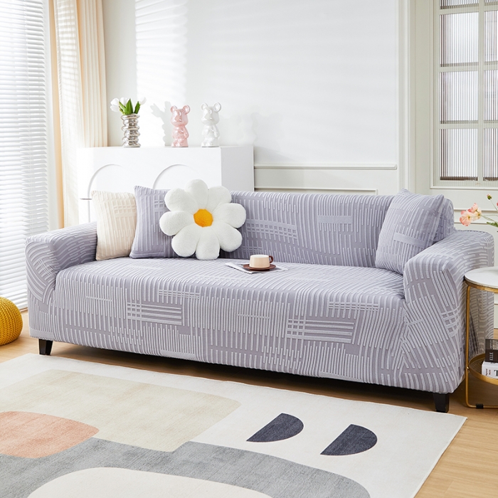 91家纺网 家纺一手货源 找家纺 丝绮鹿 2023新款提花绒沙发套三人：190-230cm沙发套（幸福） 幸福-云灰