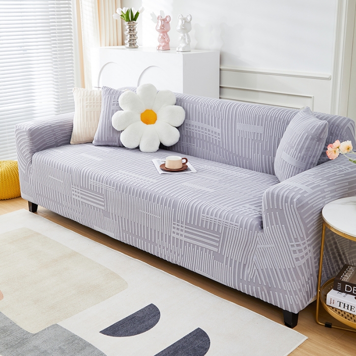 91家纺网 家纺一手货源 找家纺 丝绮鹿 2023新款提花绒沙发套三人：190-230cm沙发套（幸福） 幸福-云灰