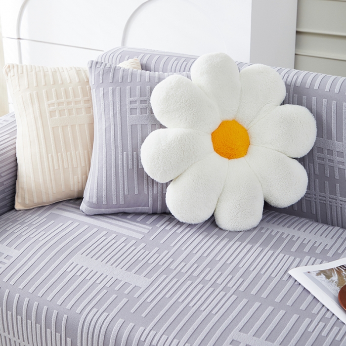 91家纺网 家纺一手货源 找家纺 丝绮鹿 2023新款提花绒沙发套三人：190-230cm沙发套（幸福） 幸福-云灰