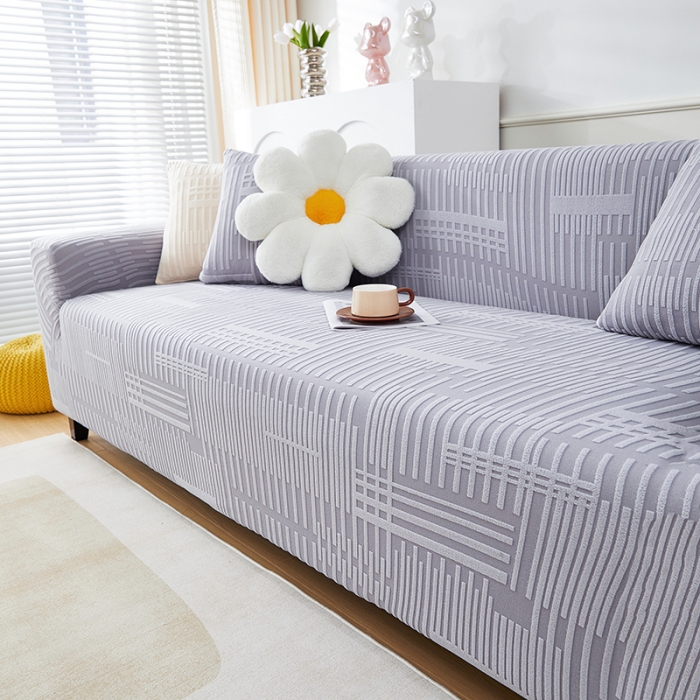 91家纺网 家纺一手货源 找家纺 丝绮鹿 2023新款提花绒沙发套三人：190-230cm沙发套（幸福） 幸福-云灰