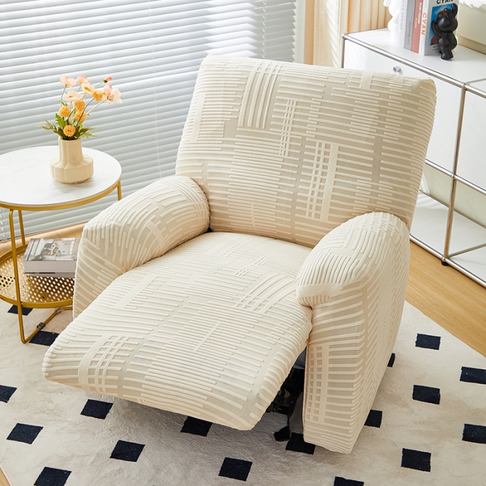 91家纺网 家纺一手货源 找家纺 丝绮鹿 2023新款提花绒芝华士沙发套（幸福） 幸福-茶白