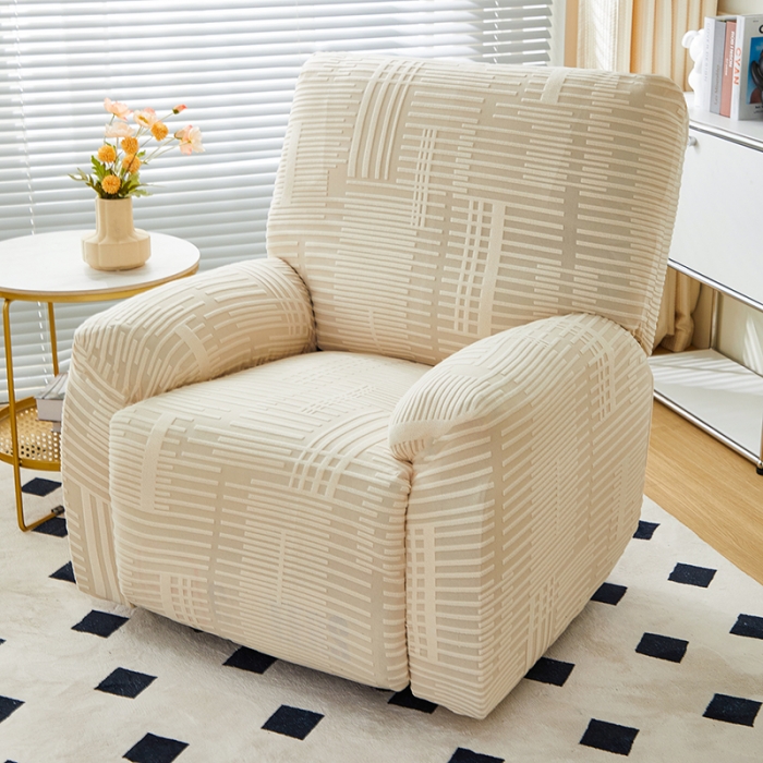 91家纺网 家纺一手货源 找家纺 丝绮鹿 2023新款提花绒芝华士沙发套（幸福） 幸福-茶白