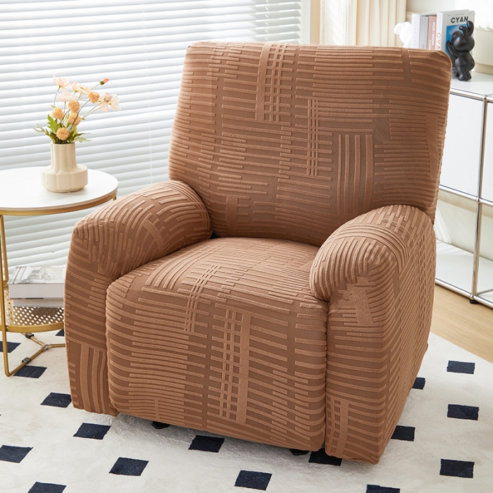 91家纺网 家纺一手货源 找家纺 丝绮鹿 2023新款提花绒芝华士沙发套（幸福） 幸福-卡驼