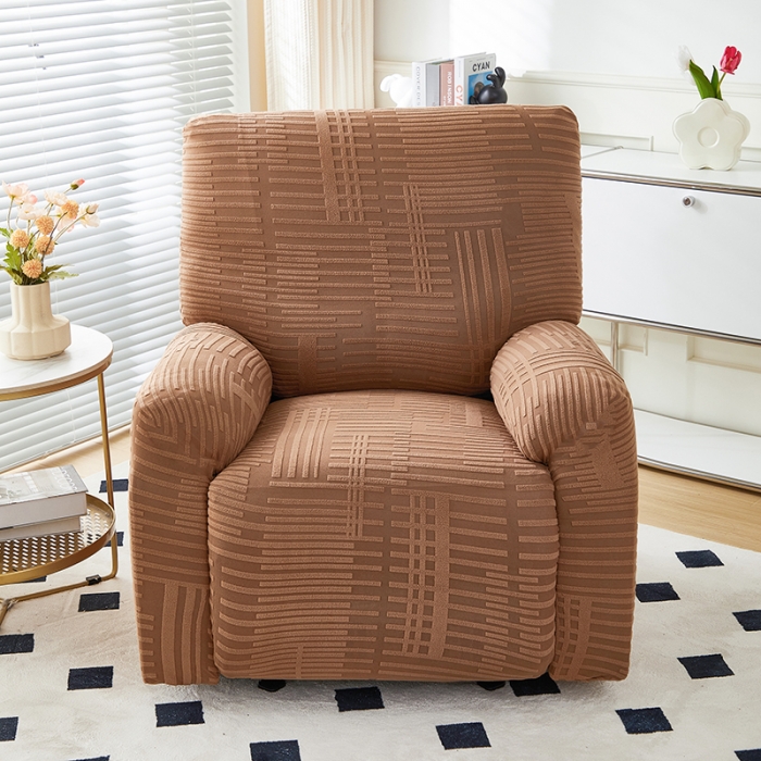 91家纺网 家纺一手货源 找家纺 丝绮鹿 2023新款提花绒芝华士沙发套（幸福） 幸福-卡驼