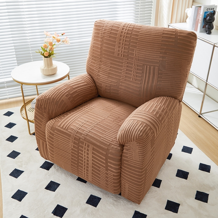 91家纺网 家纺一手货源 找家纺 丝绮鹿 2023新款提花绒芝华士沙发套（幸福） 幸福-卡驼