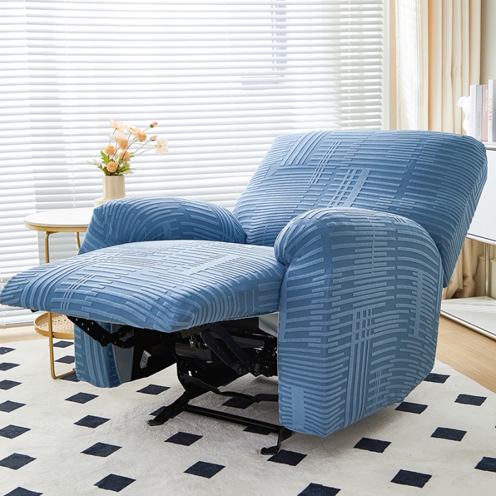 91家纺网 家纺一手货源 找家纺 丝绮鹿 2023新款提花绒芝华士沙发套（幸福） 幸福-水蓝