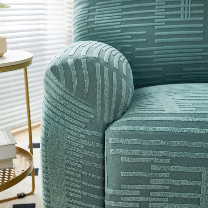 91家纺网 家纺一手货源 找家纺 丝绮鹿 2023新款提花绒芝华士沙发套（幸福） 幸福-松绿