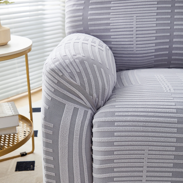 91家纺网 家纺一手货源 找家纺 丝绮鹿 2023新款提花绒芝华士沙发套（幸福） 幸福-云灰