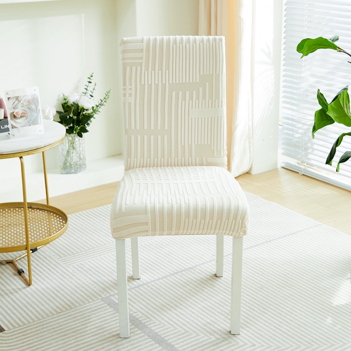 91家纺网 家纺一手货源 找家纺 丝绮鹿 2023新款提花绒椅子套松紧款（幸福） 幸福-茶白