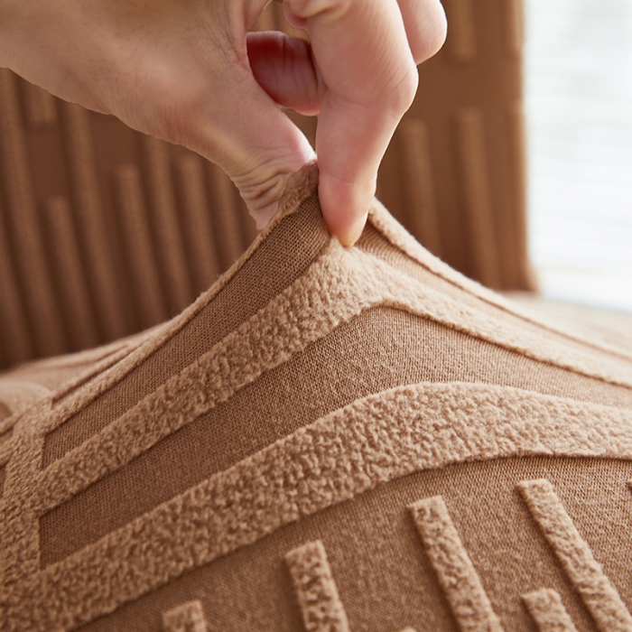 91家纺网 家纺一手货源 找家纺 丝绮鹿 2023新款提花绒椅子套松紧款（幸福） 幸福-卡驼